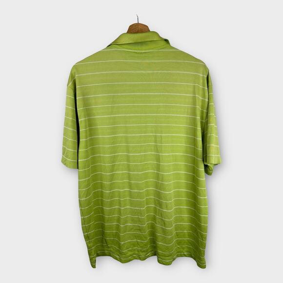 Nike Golf Mens Large Dri Fit Tech Core Stripe Golf Polo Shirt Green 358325-375 - Picture 2 of 10